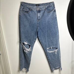 PLT distressed straight leg jean